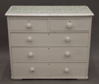 A Victorian painted pine chest of drawers. 97 cm wide.