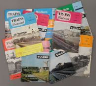 A quantity of vintage Trains Illustrated magazines.