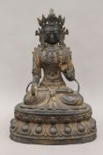 A Chinese bronze seated model of Buddha. 36 cm high.