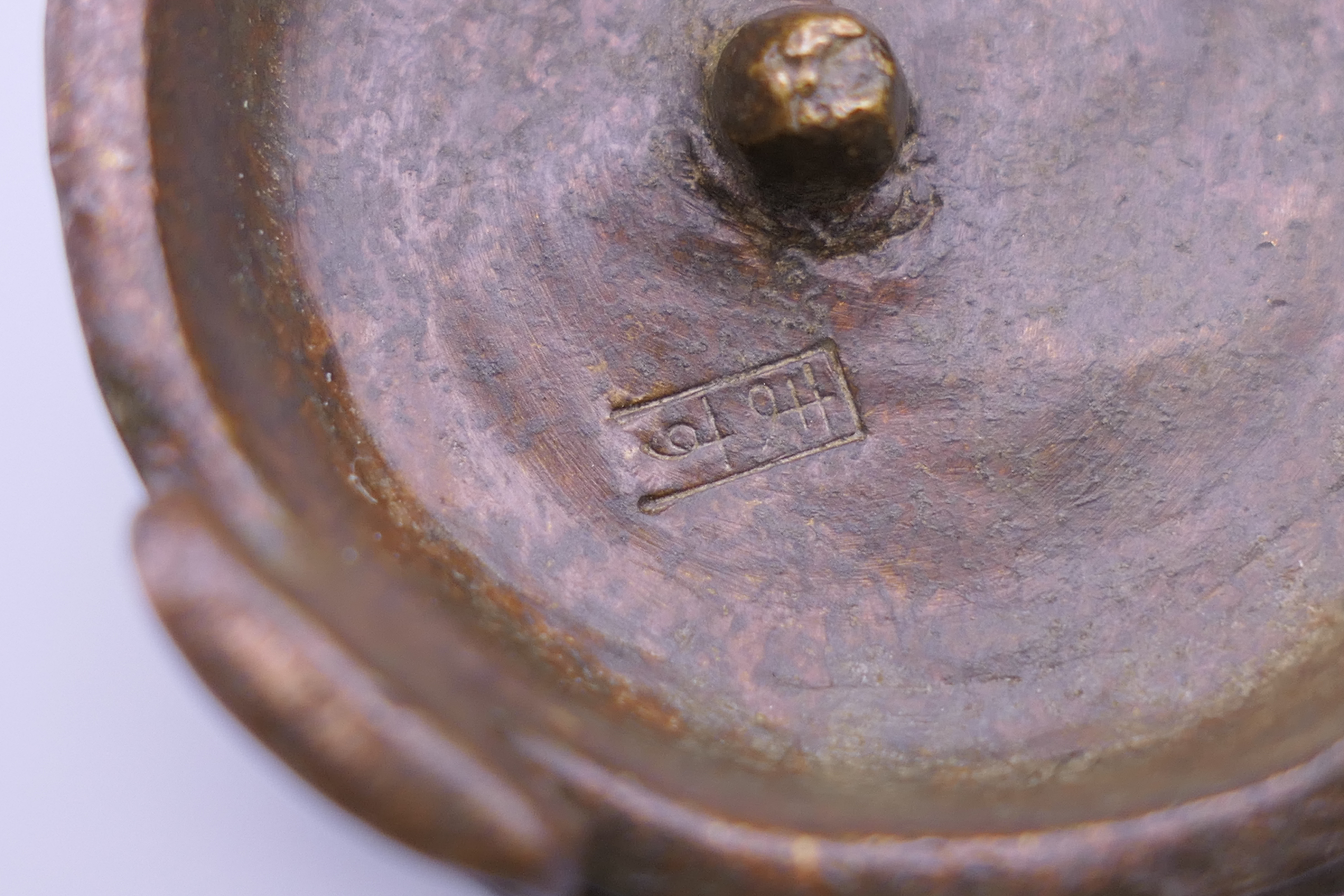 A small Japanese bronze cabbage and insect pot. 5 cm high. - Image 5 of 6