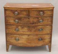 A 19th century mahogany bowfront chest of drawers. 104 cm wide.