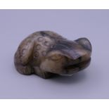 A Chinese jade frog. 7 cm long, 5 cm wide x 3 cm high.