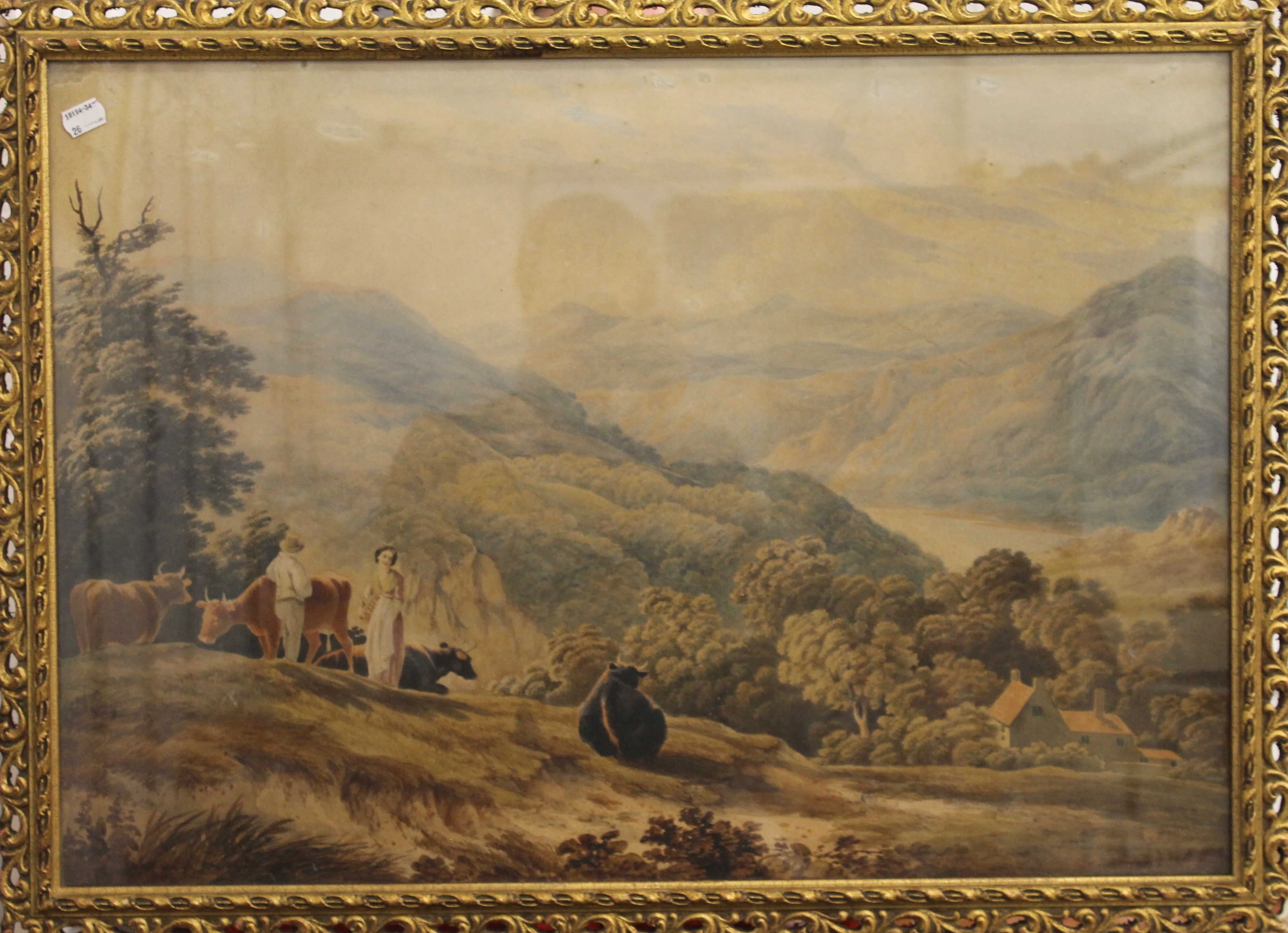 ENGLISH SCHOOL (19th century), Welsh Mountainous Farmland, watercolour, framed and glazed. 70. - Image 2 of 2