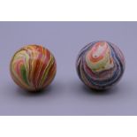 Two Victorian marbles. Approximately 3.