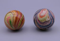 Two Victorian marbles. Approximately 3.