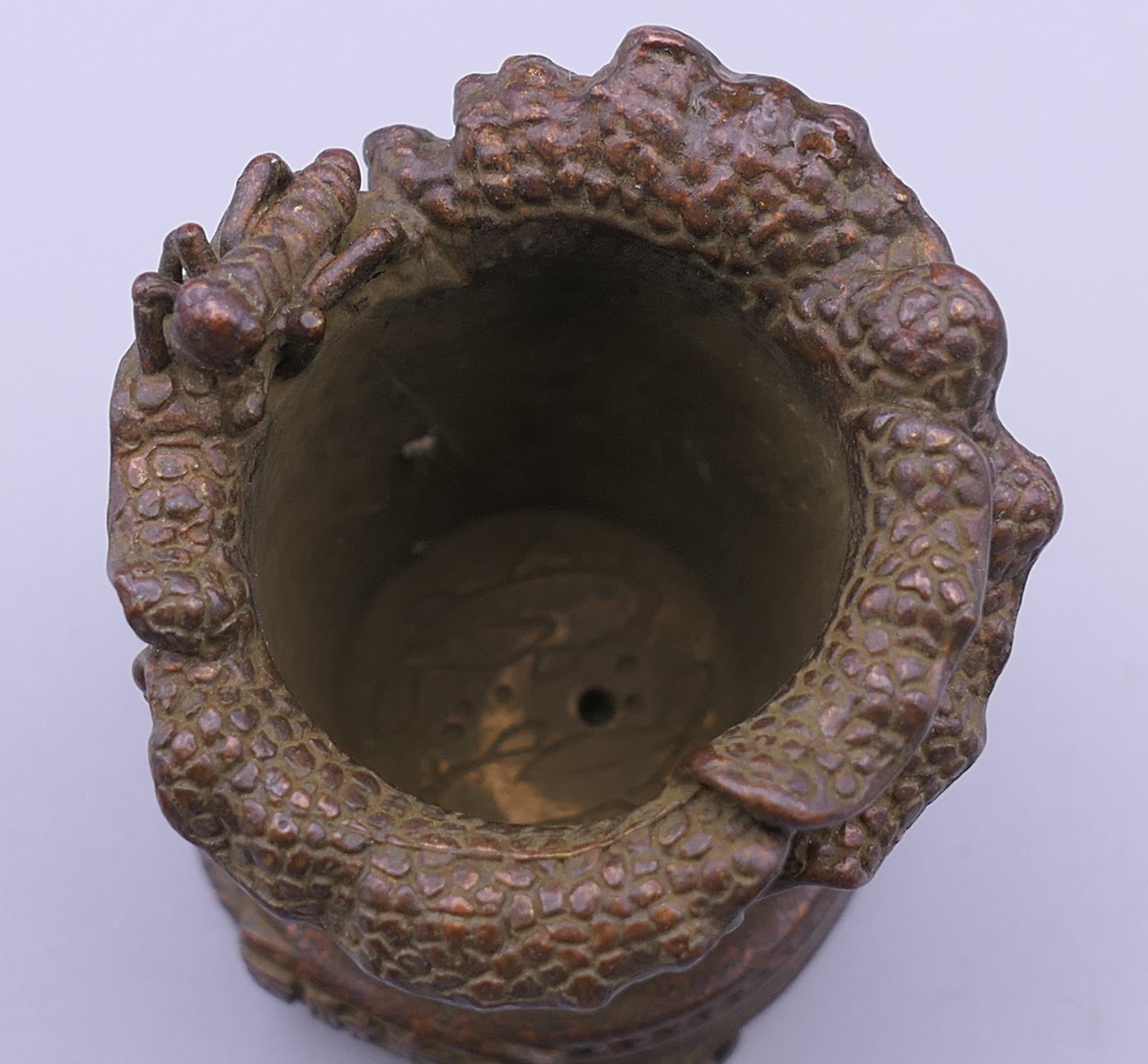 A small Japanese bronze cabbage and insect pot. 5 cm high. - Image 6 of 6