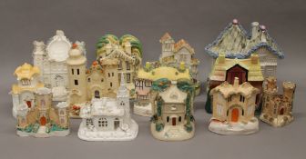 A quantity of various 19th century Staffordshire cottages, etc.