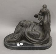 An abstract bronze model of a girl on a plinth base. 27 cm high.