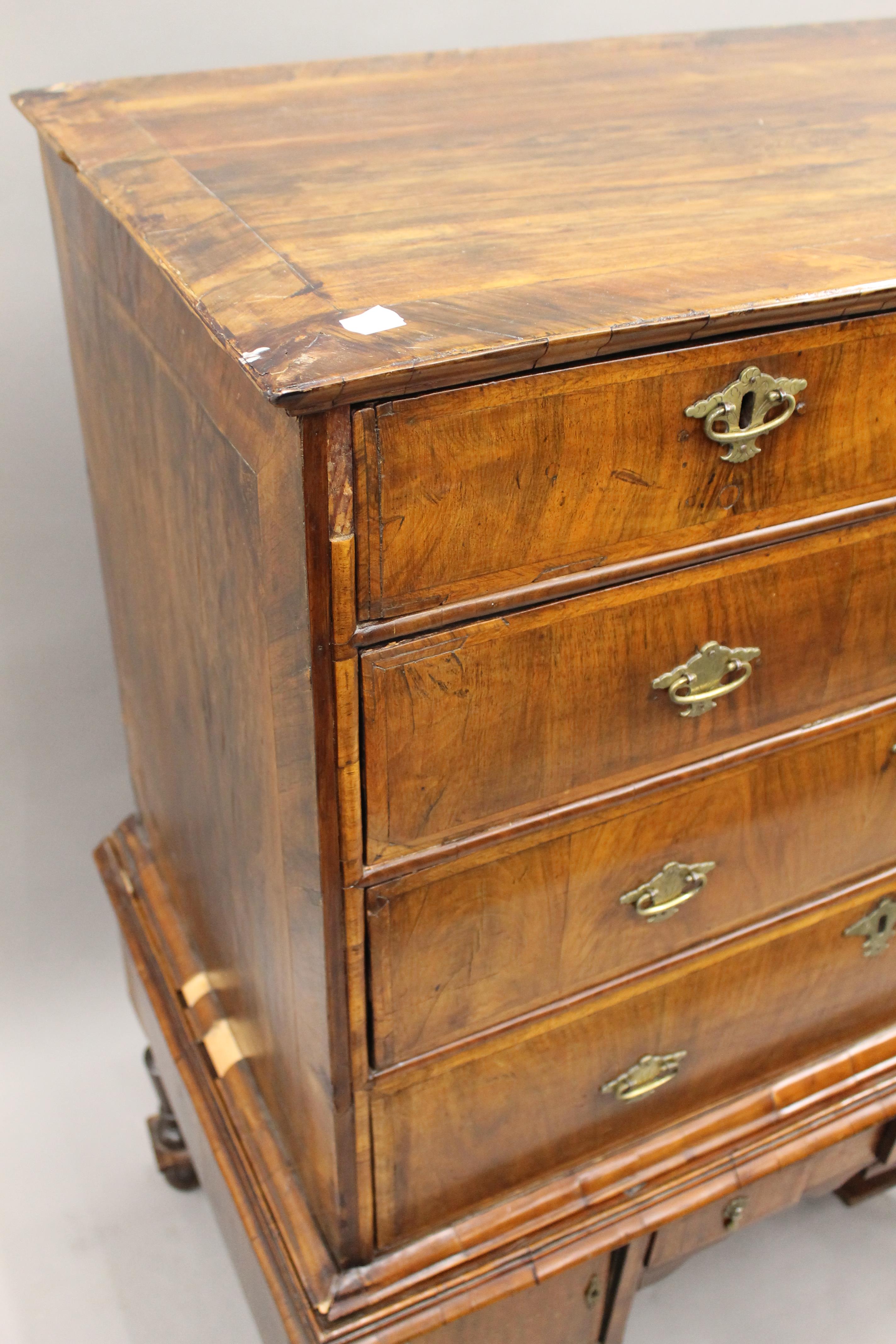 An 18th century walnut chest on stand. 101 cm wide x 129.5 cm high. - Image 10 of 12