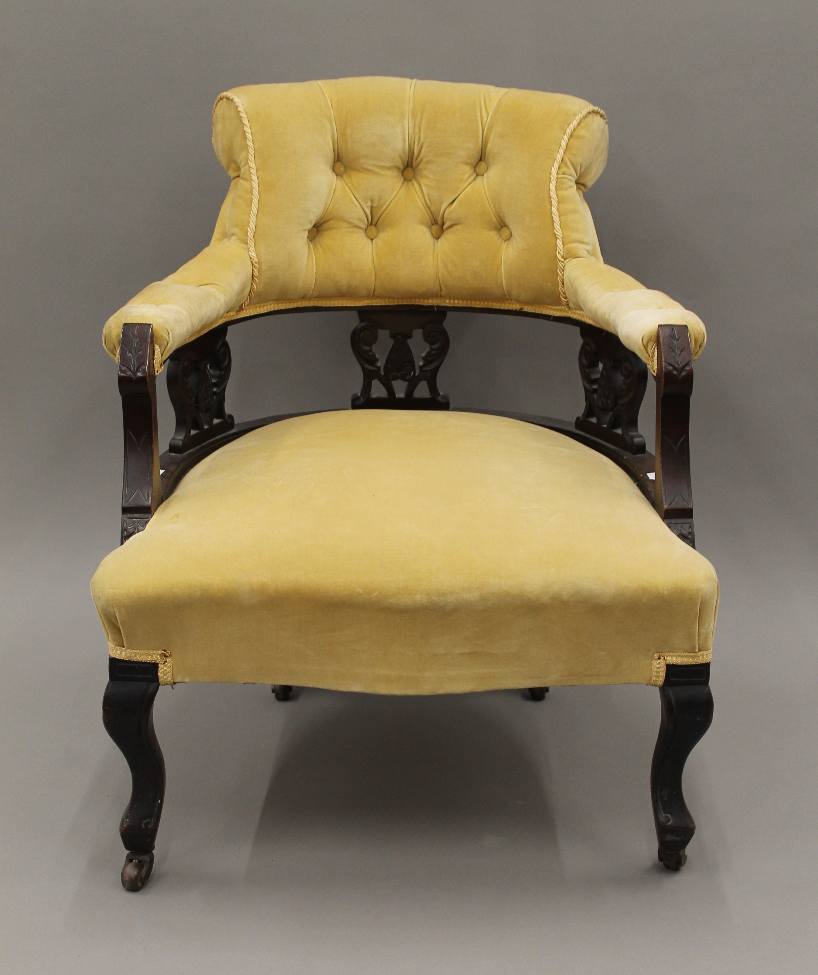A Victorian upholstered open armchair. 63 cm wide. - Image 2 of 6