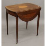 A 19th century mahogany inlaid Pembroke table. 73 cm deep.