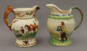 Two early 20th century porcelain musical jugs. Each approximately 20 cm high.