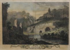 ROBERTS After SMITH, View of Dovedale, Derbyshire, print, dated 1757, framed and glazed. 56 x 40 cm.