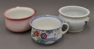 Three porcelain chamber pots.