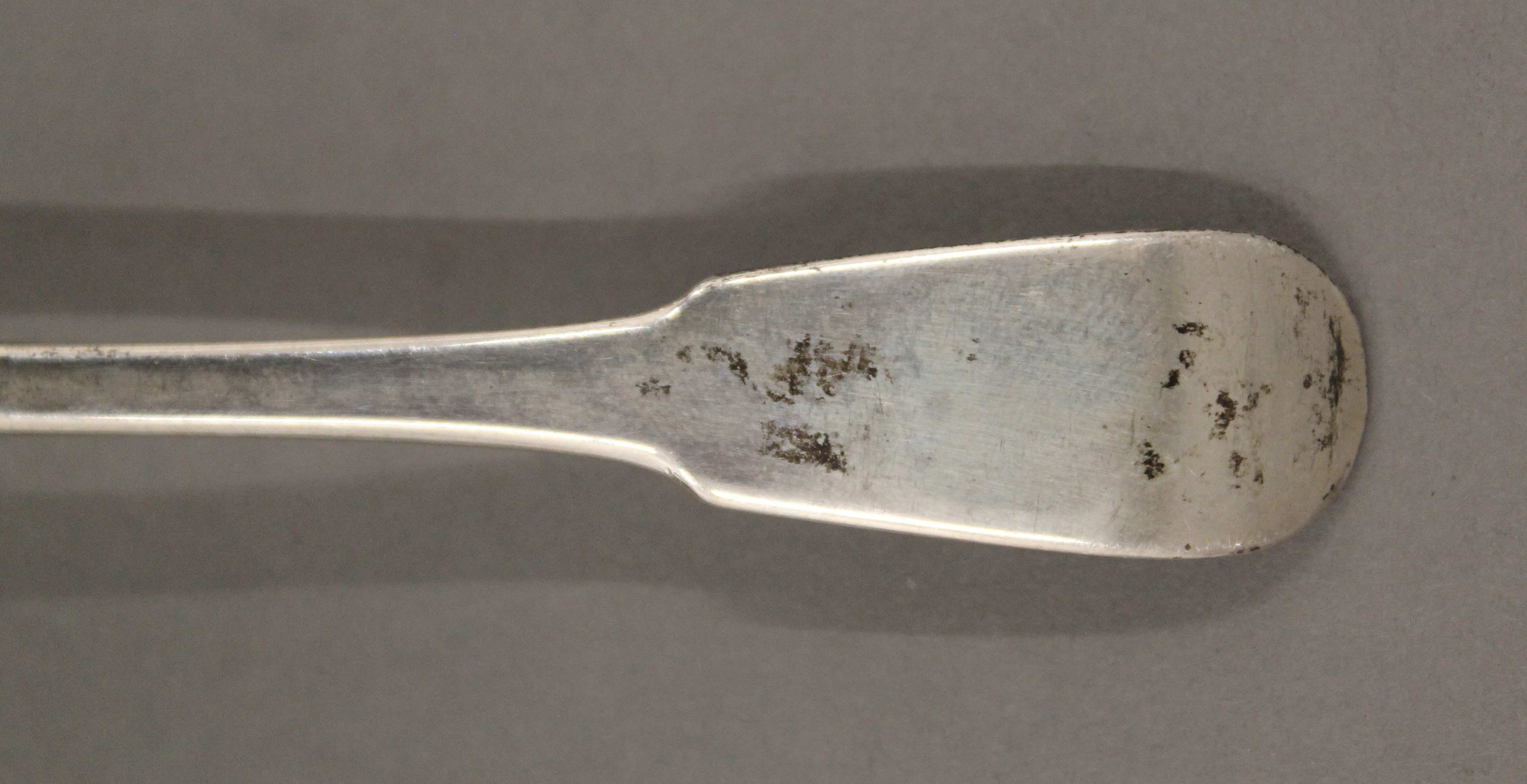 A Victorian silver ladle and a quantity of silver teaspoons. 218.7 grammes. - Image 6 of 7