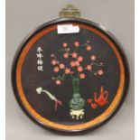 A Thai box framed flowering vase. 30.5 cm diameter.