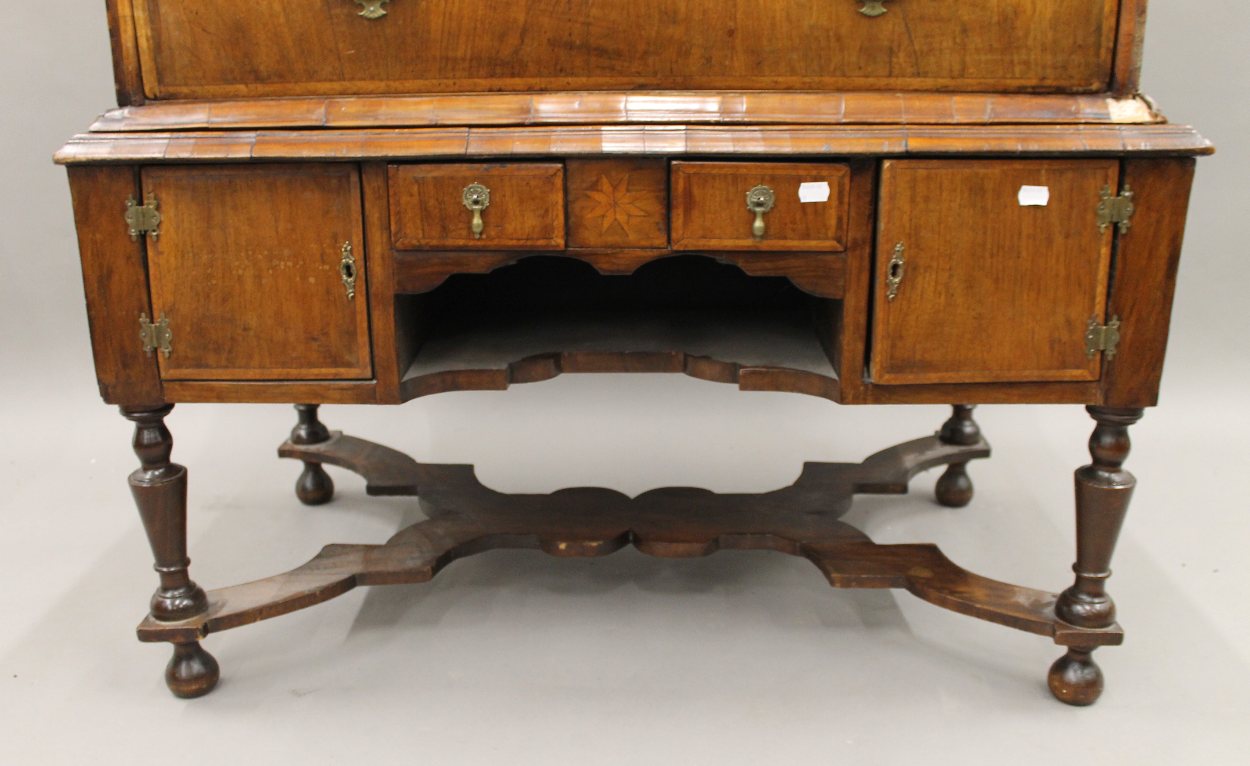 An 18th century walnut chest on stand. 101 cm wide x 129.5 cm high. - Image 4 of 12