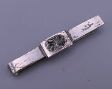 A Georg Jensen silver tie clip. 6 cm long.