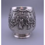 An Eastern silver bowl. 8 cm high. 151.1 grammes.