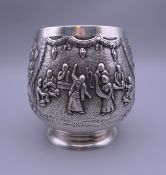 An Eastern silver bowl. 8 cm high. 151.1 grammes.