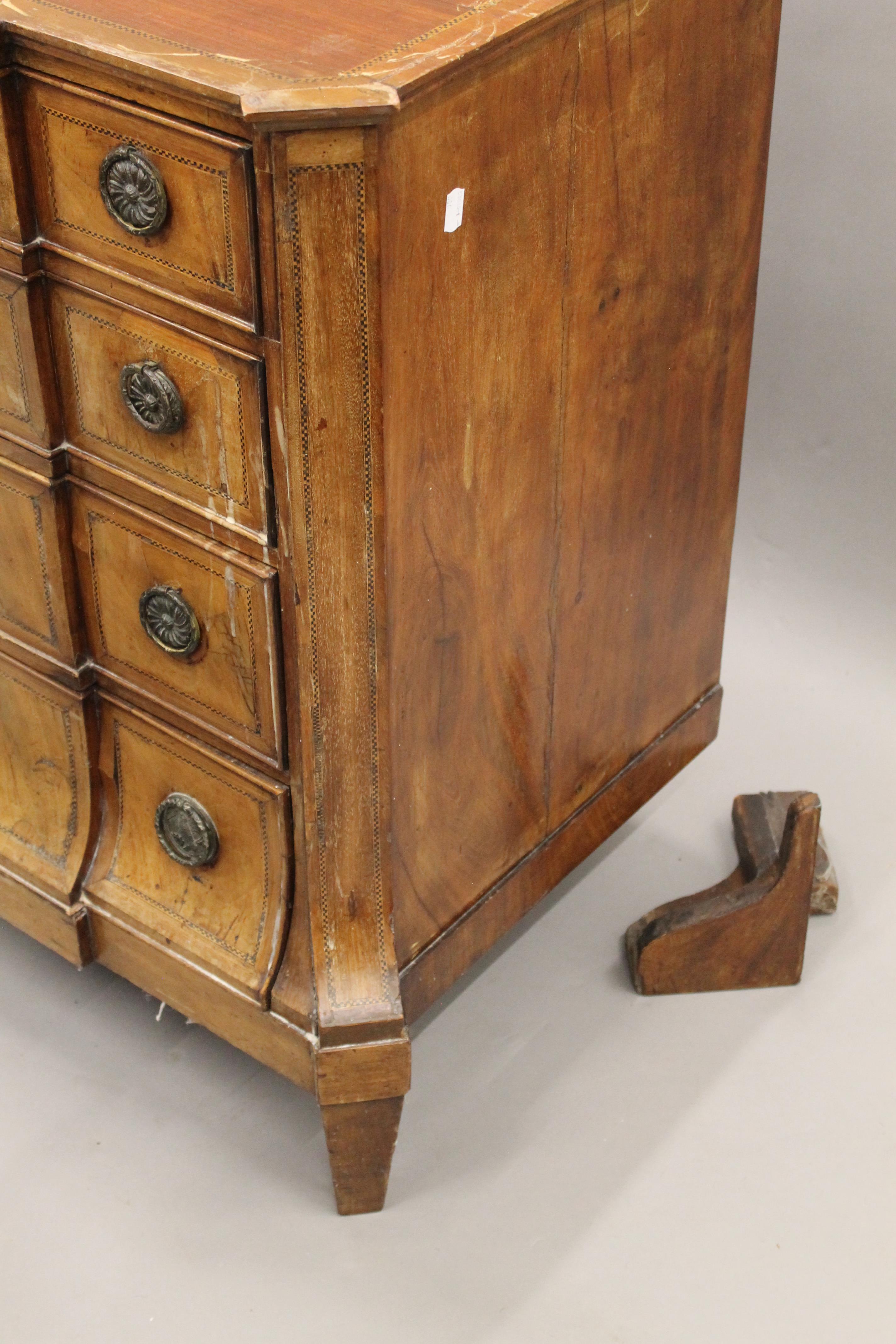 A 19th century inlaid mahogany breakfront chest of drawers. 96.5 cm wide. - Image 8 of 14