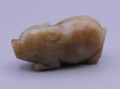 A jade pig. 6 cm long x 3 cm high.