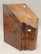 A 19th century mahogany knife box (converted). 26 cm wide.