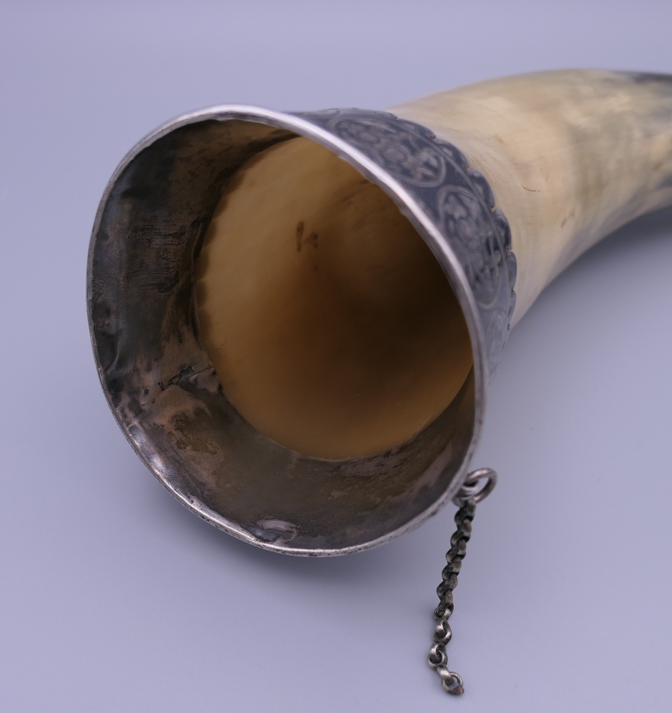 A Russian mounted silver horn. 30.5 cm long. - Image 4 of 7