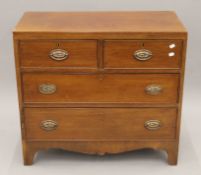 A 19th century mahogany two over two chest of drawers. 86 cm wide.