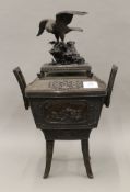 A 19th century Japanese bronze censer. 45 cm high.