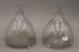 Two vintage glass wasp traps. Each approximately 17 cm high.