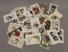 A quantity of vintage postcards.