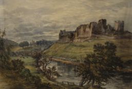 J BENTLEY, Richmond Castle from the River, watercolour, signed and dated 1897, framed and glazed.