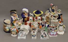 A quantity of various 19th century Staffordshire pottery, etc.