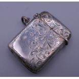 A silver vesta case. 4 x 2.75 cm.