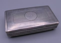 A Dutch silver tobacco box. 12.5 cm wide, 3 cm high. 169.4 grammes.