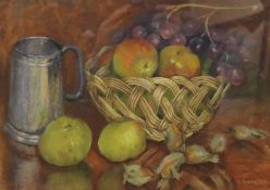 H BANNISTER, Still Life of Fruit in a Basket, pastel, signed, framed and glazed. 37 x 26 cm.