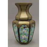 A Chinese enamel mounted bronze vase. 21 cm high.