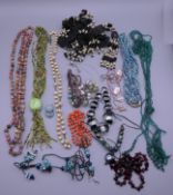 A small quantity of beaded jewellery, including coral.