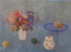 BERNARD MYERS (1925-2007) British, Still Life of Flowers and Fruit, print, artists copy,