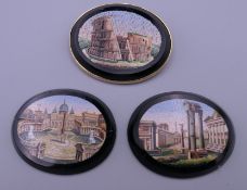 Three 19th century micro mosaics depicting the Vatican, the Colosseum and the Roman Forum. Each 4.