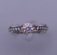 An Eastern European 14 ct gold princess ring. Ring size P/Q.