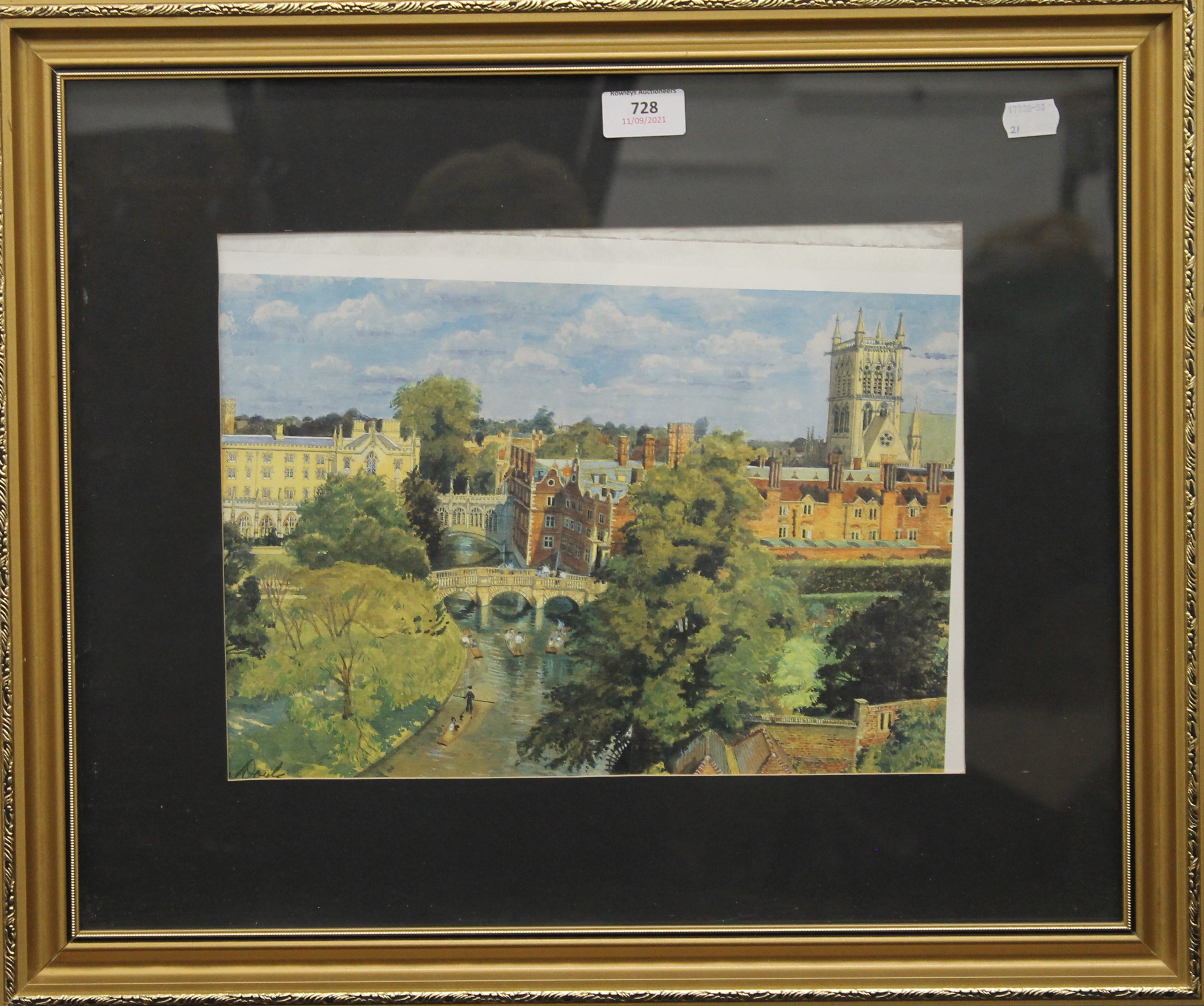JOHN DOYLE, St John's College, Cambridge, limited edition print, framed and glazed. 34.5 x 25.5 cm. - Image 2 of 2