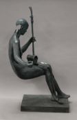 A bronze abstract model of broken girl and guitar. 89 cm high.