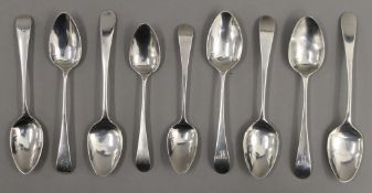 Nine Old English pattern teaspoons by Peter and William Bateman of London (1805-1812). 128.
