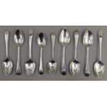 Nine Old English pattern teaspoons by Peter and William Bateman of London (1805-1812). 128.