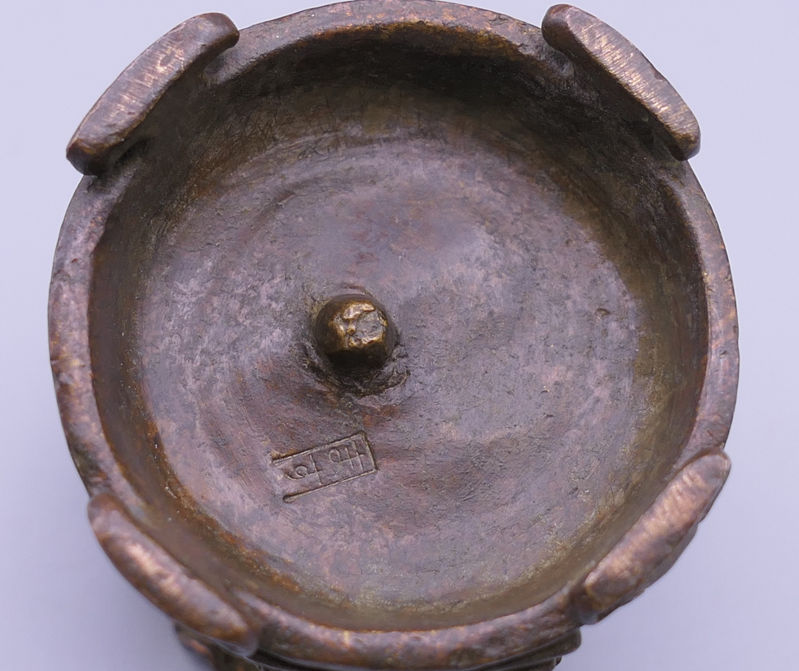 A small Japanese bronze cabbage and insect pot. 5 cm high. - Image 4 of 6