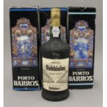Three boxed bottles of Porto Barros Special Robbialac Port Wine.