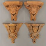 A pair of terracotta angel form wall brackets and another pair of wall brackets. The former 17.