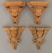 A pair of terracotta angel form wall brackets and another pair of wall brackets. The former 17.